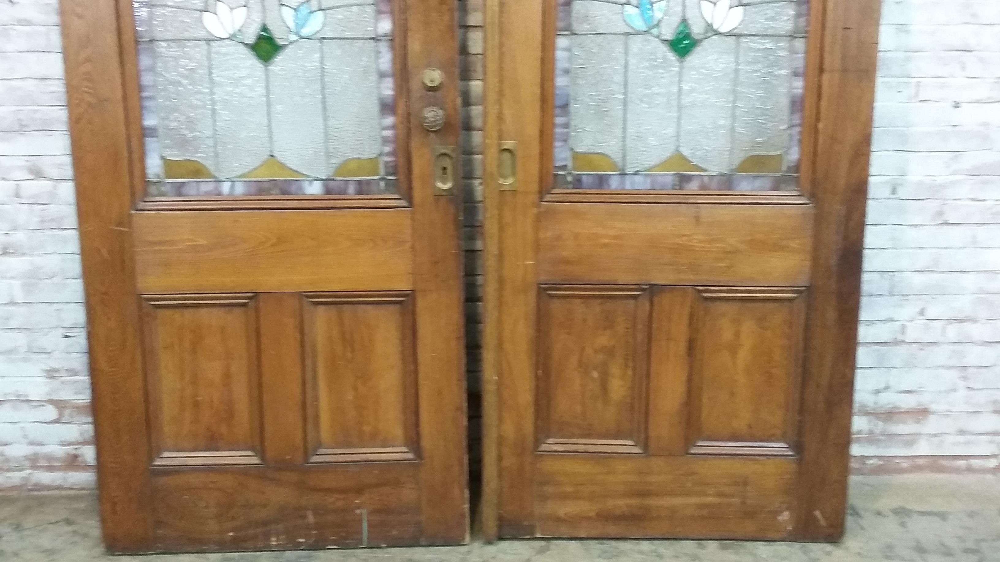 leaded glass pocket doors