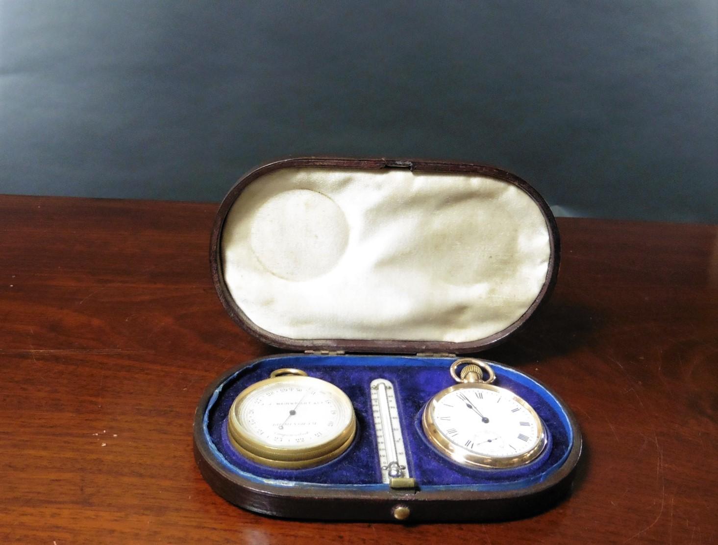 Viktorianische Taschenuhr, Barometer und Thermometer Compendium-Set (Englisch) im Angebot