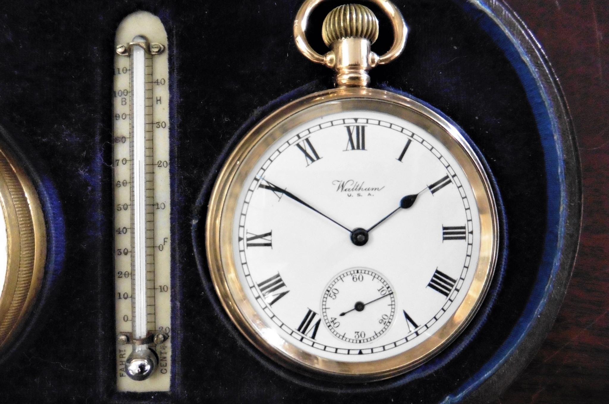 Viktorianische Taschenuhr, Barometer und Thermometer Compendium-Set (Spätes 19. Jahrhundert) im Angebot