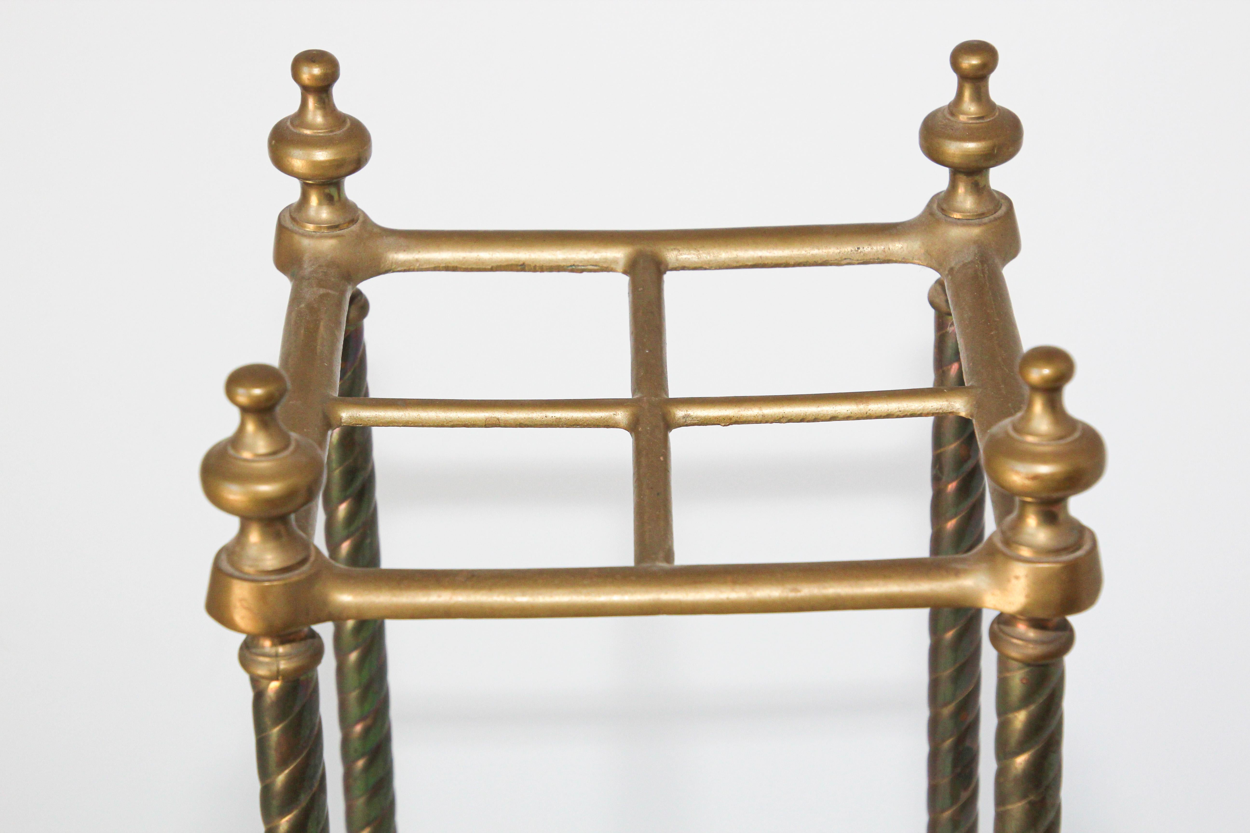 Victorian Polished Brass and Cast Iron Umbrella Stand Valet 3