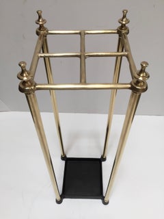 Victorian Polished Brass and Cast Iron Umbrella Stand Valet