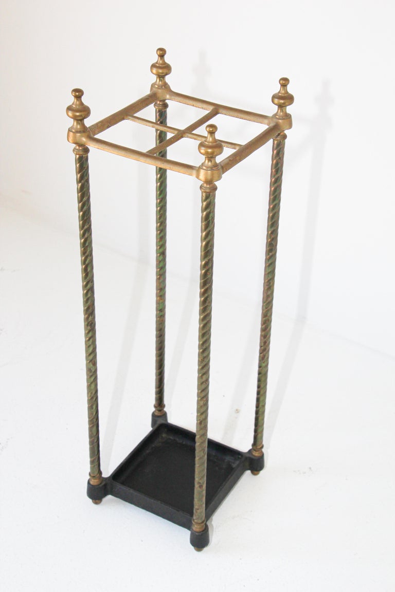 Victorian Polished Brass and Cast Iron Umbrella Stand Valet at 1stDibs