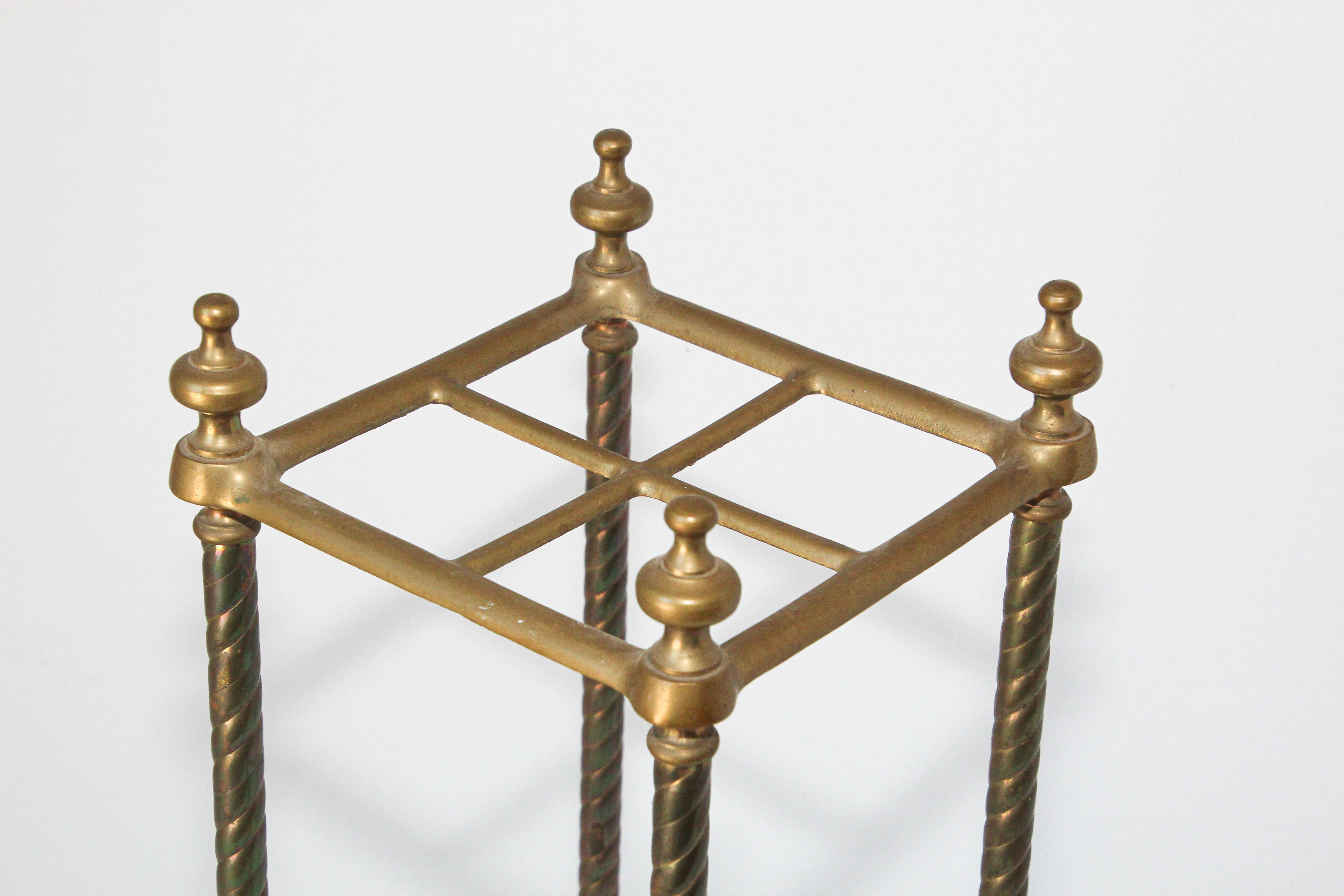 20th Century Victorian Polished Brass and Cast Iron Umbrella Stand Valet