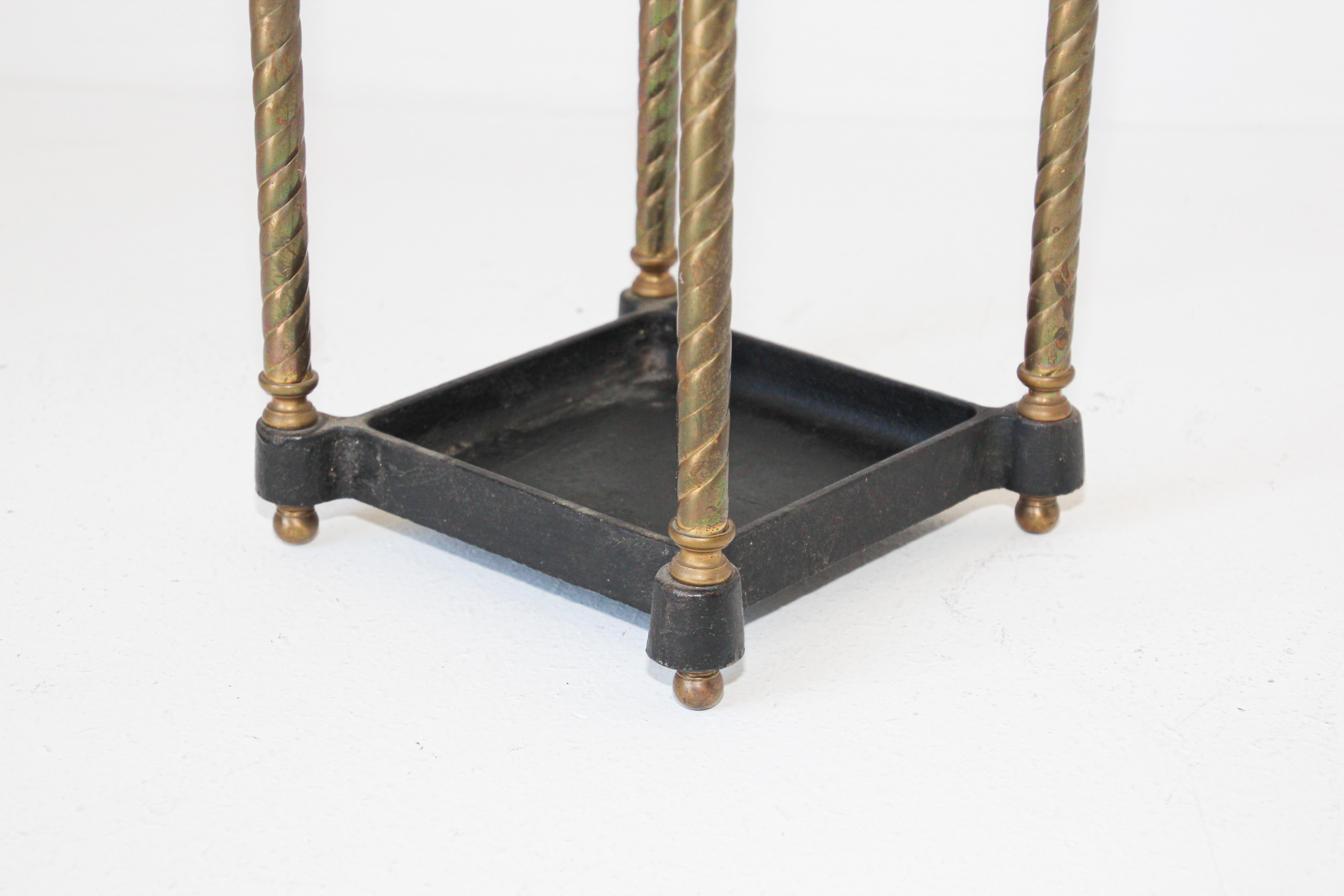 Victorian Polished Brass and Cast Iron Umbrella Stand Valet 1