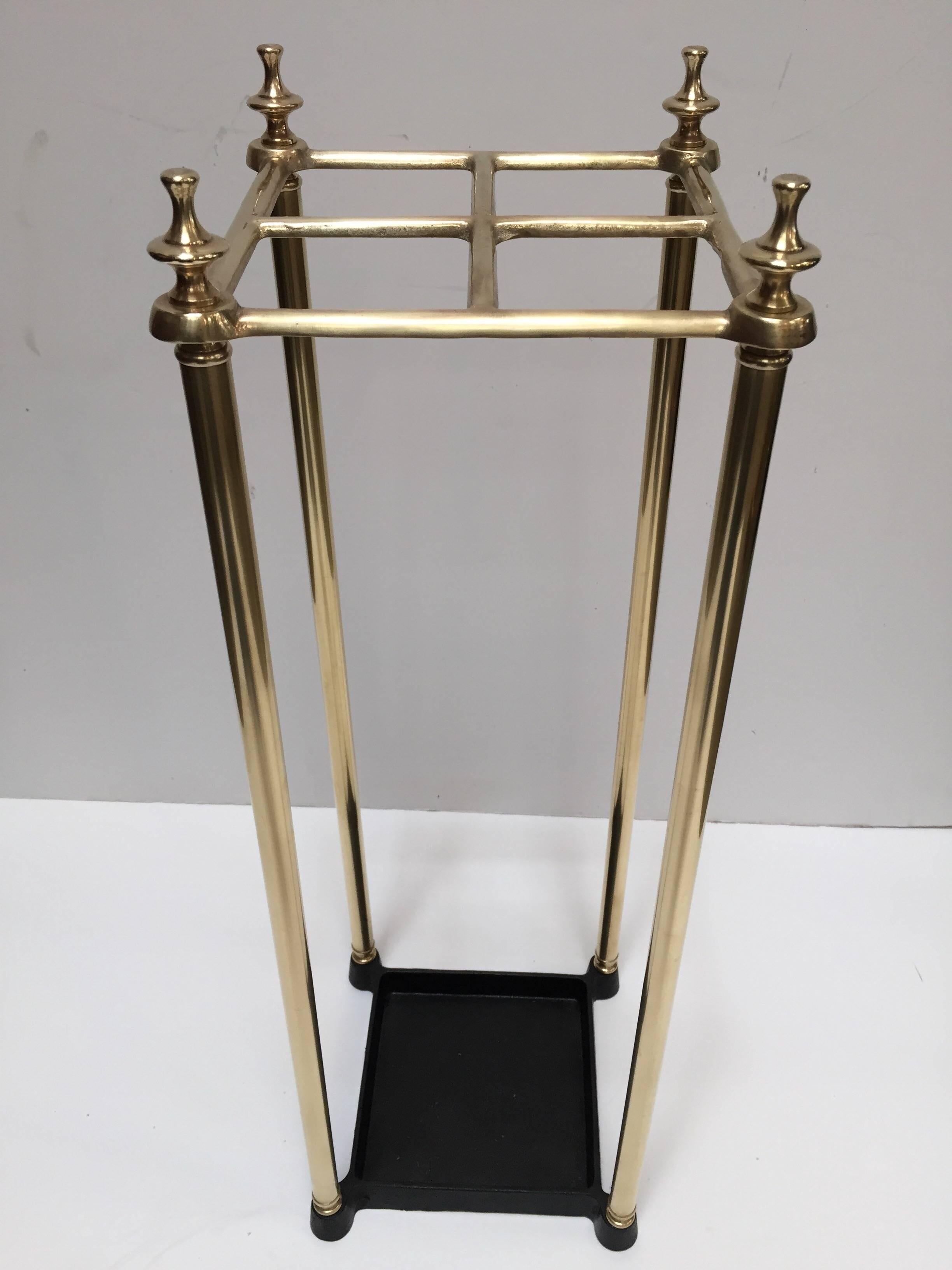 Victorian Polished Brass and Cast Iron Umbrella Stand Valet 4