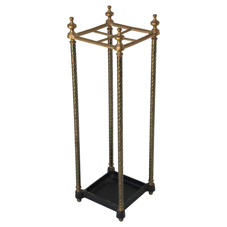 Victorian Polished Brass and Cast Iron Umbrella Stand Valet at 1stDibs