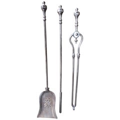 Victorian Polished Steel Fire Irons, Fireplace Tool Set