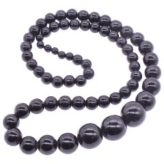 Antique Victorian polished Whitby Jet Beaded Necklace 34”