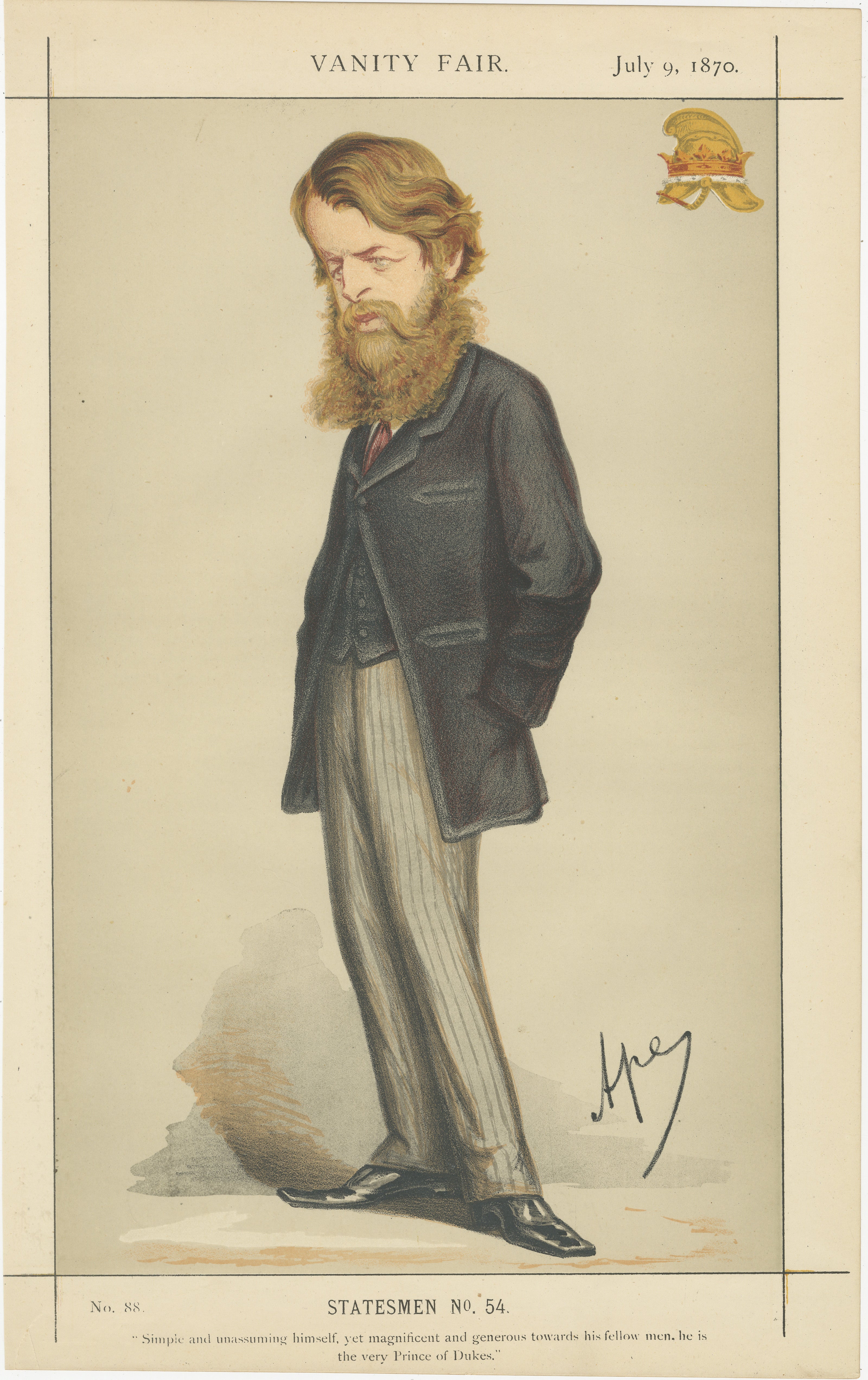 Victorian Political Figure in Profile – Vanity Fair Statesmen, 1870