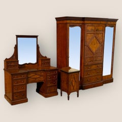 Antique Victorian Pollard Oak Maple & Co Bedroom Suite - Wardrobe Dressing Table