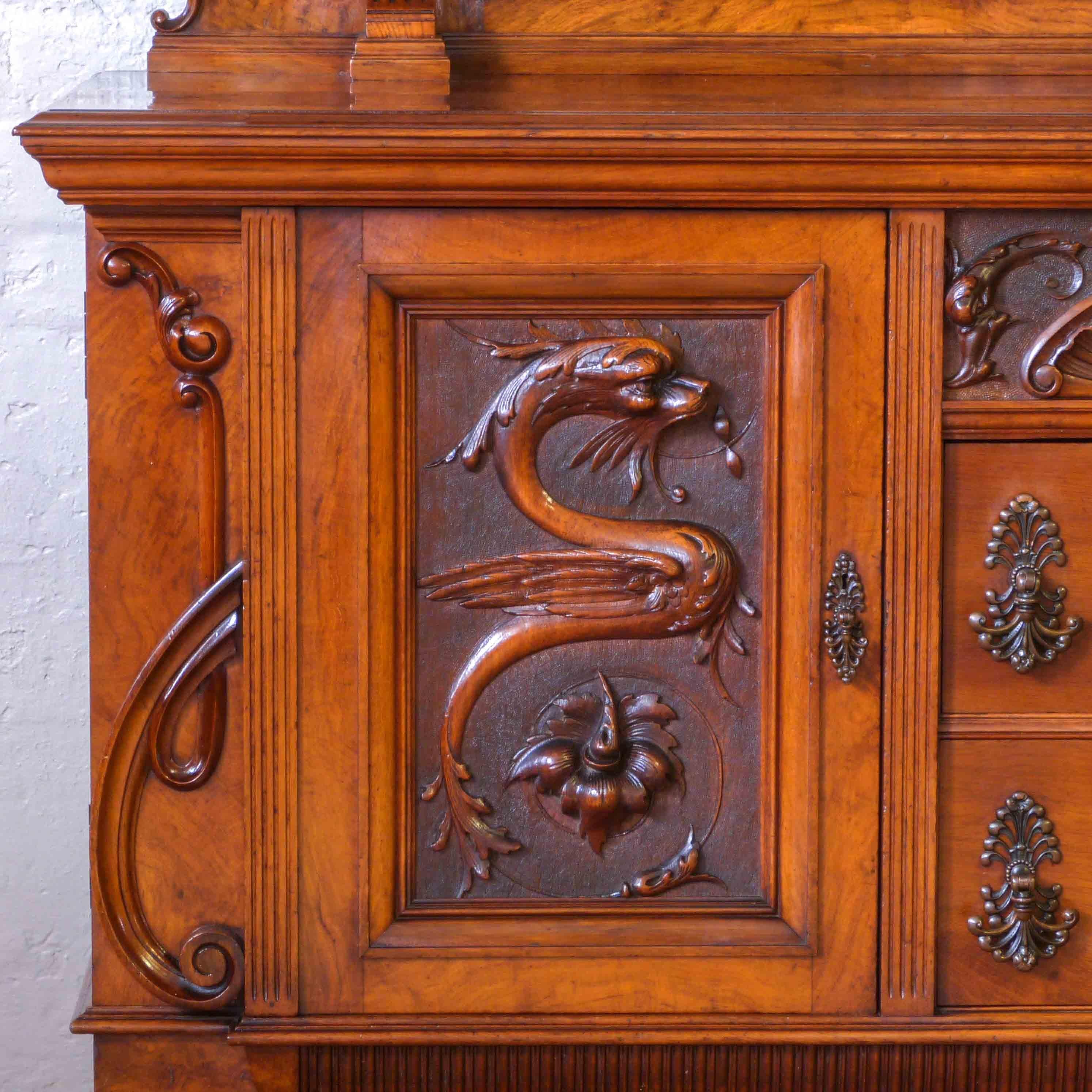 Polished Victorian Pollard Oak Sideboard