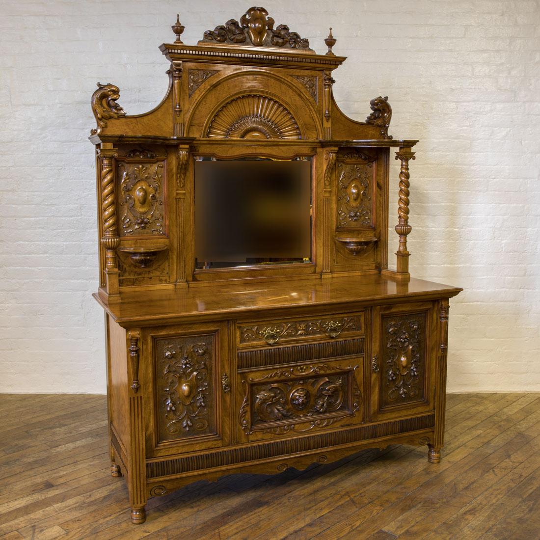 English Victorian Pollard Oak Sideboard For Sale