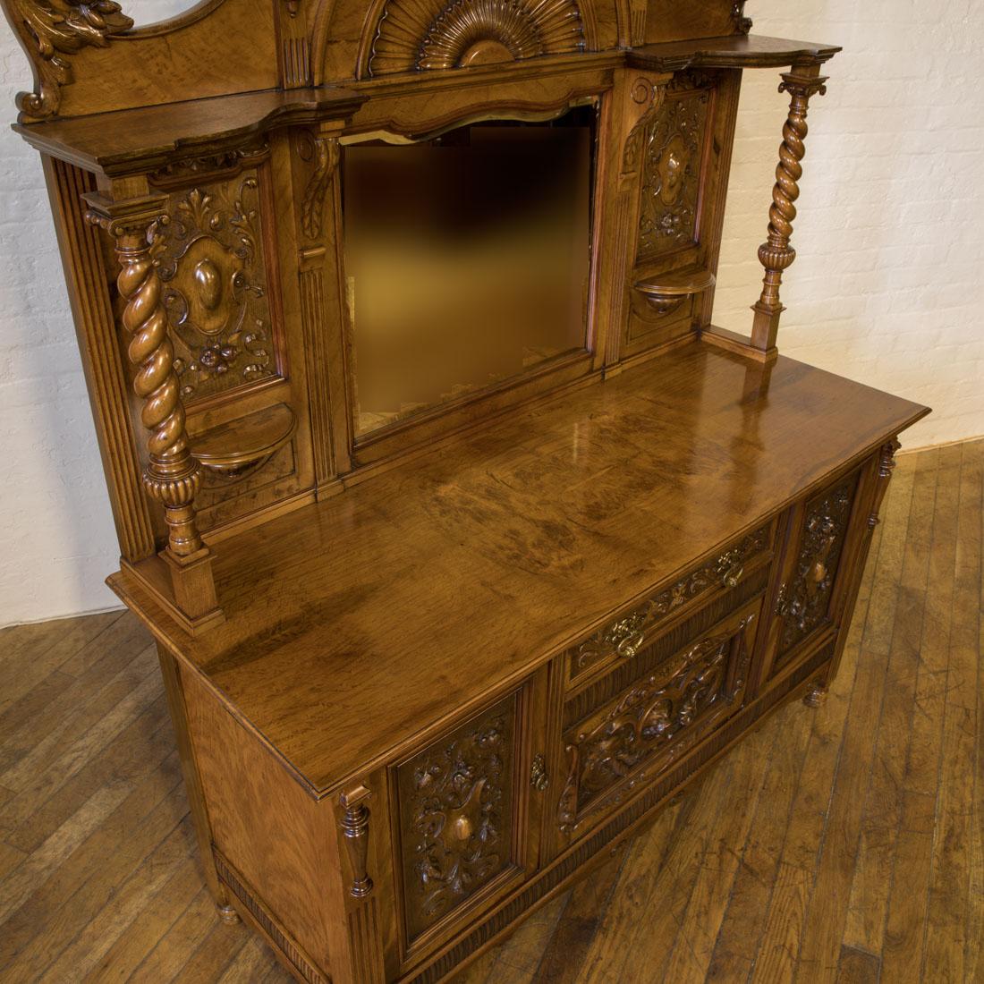 Polished Victorian Pollard Oak Sideboard For Sale