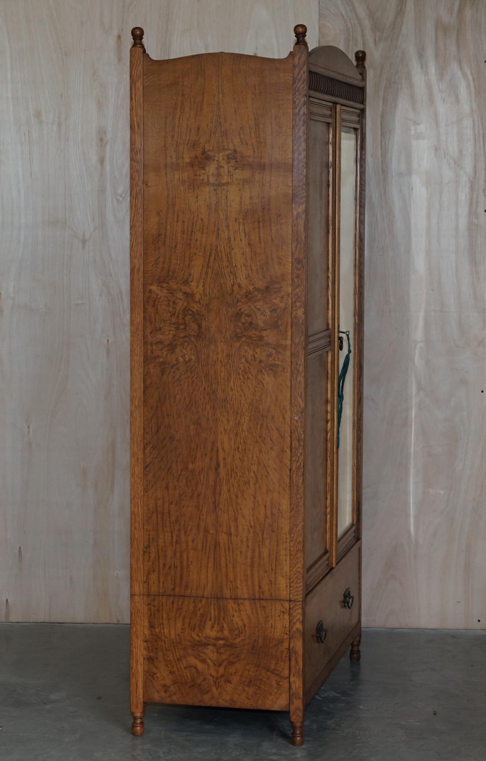 Victorian Pollard Oak Wardrobe with Front Door Mirror Must See Timber Patina 6