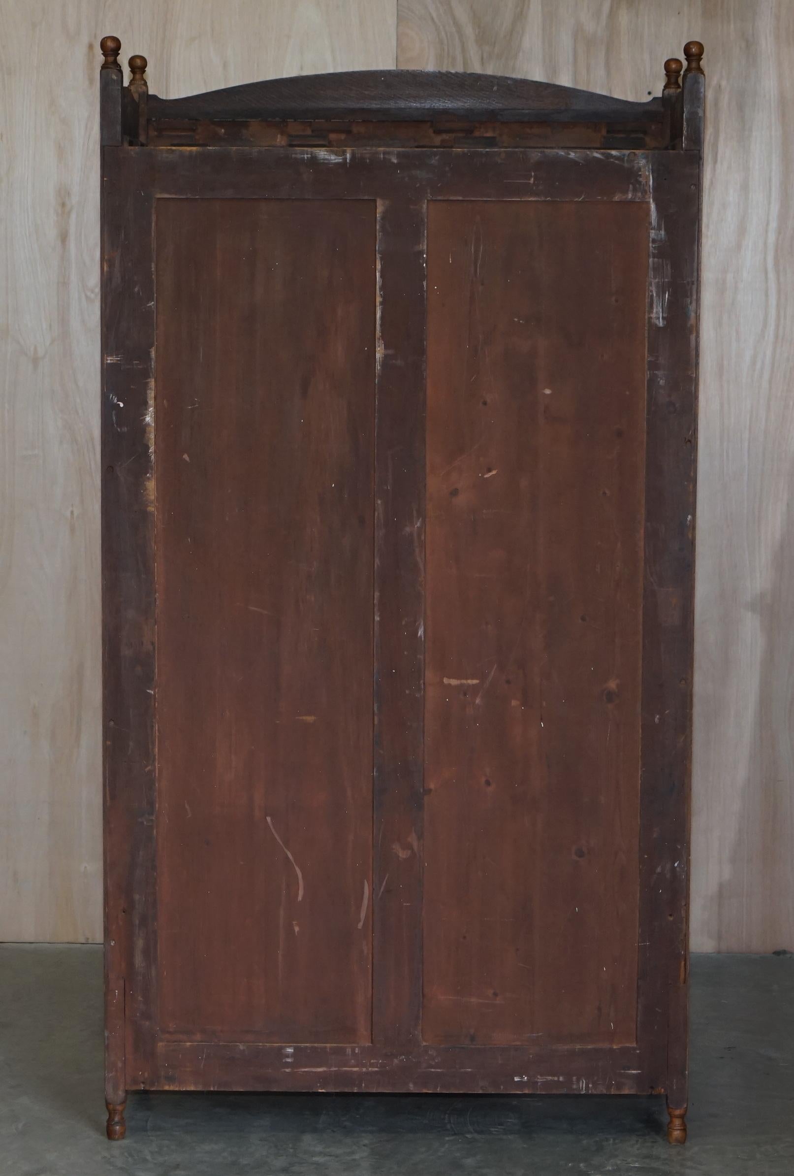 Victorian Pollard Oak Wardrobe with Front Door Mirror Must See Timber Patina 8