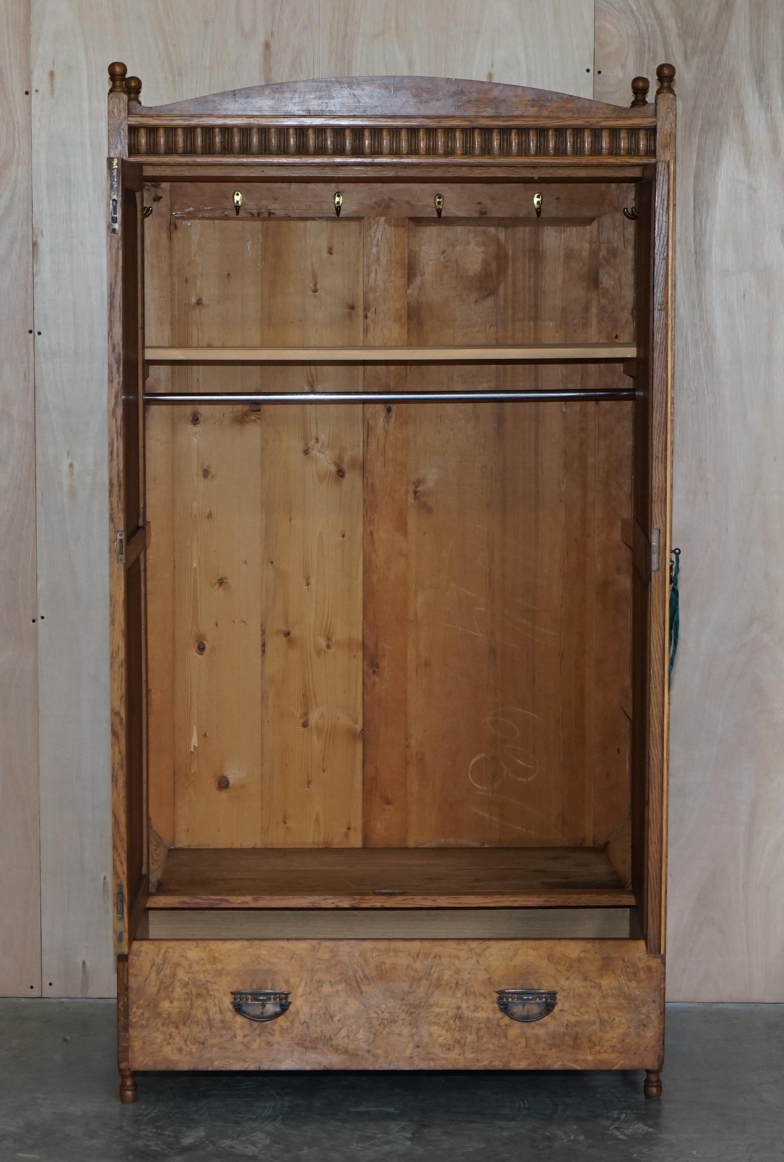 Victorian Pollard Oak Wardrobe with Front Door Mirror Must See Timber Patina 11