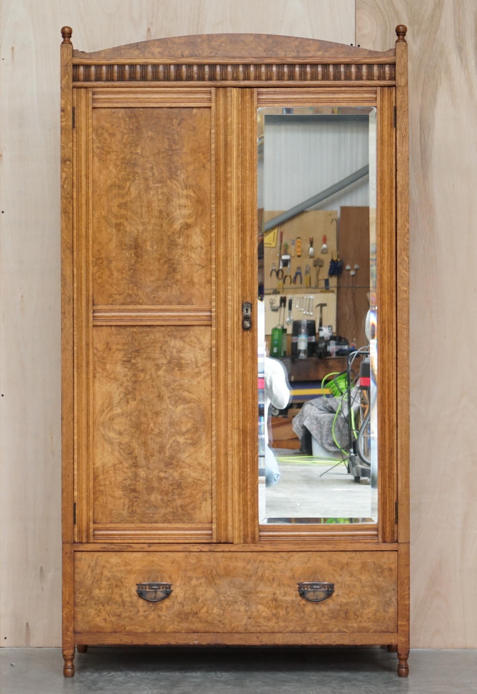 We are delighted to offer this very fine late Victorian Pollard Oak wardrobe with glass front door and large single drawer

A very good looking well made and decorative piece. I’ve not seen another in Pollard Oak before, it is one of my favourite