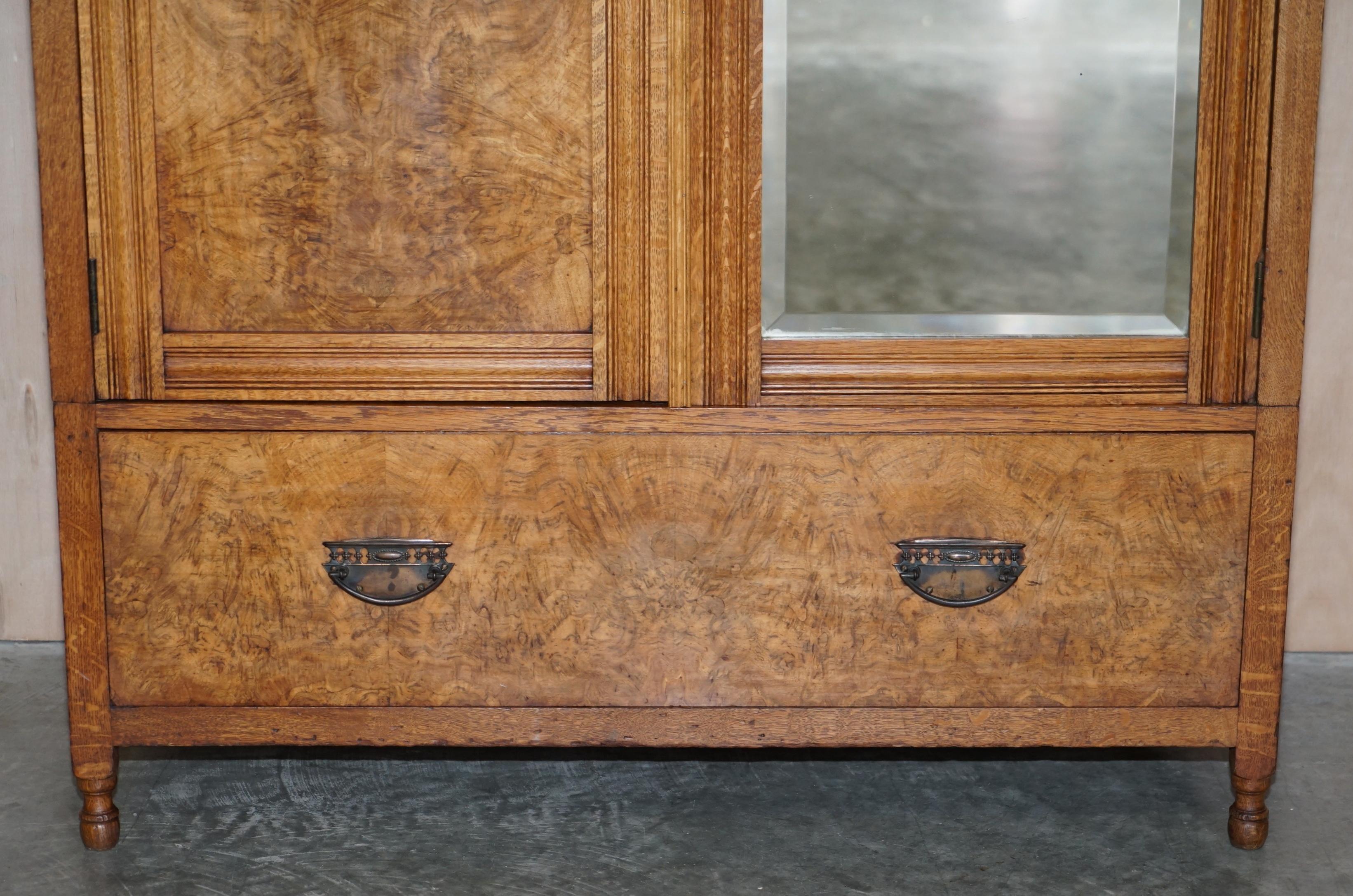 Late Victorian Victorian Pollard Oak Wardrobe with Front Door Mirror Must See Timber Patina