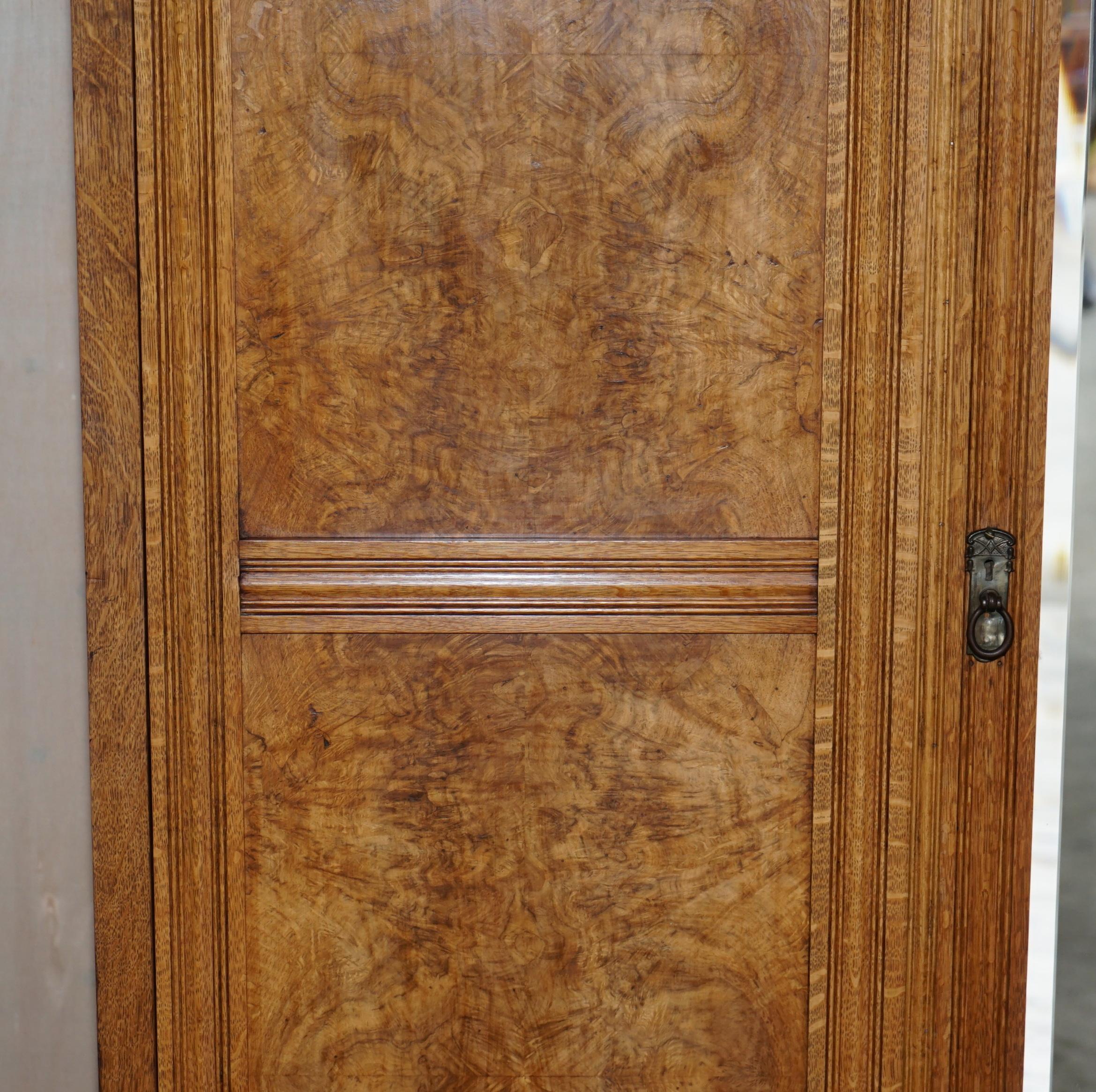 Victorian Pollard Oak Wardrobe with Front Door Mirror Must See Timber Patina 3