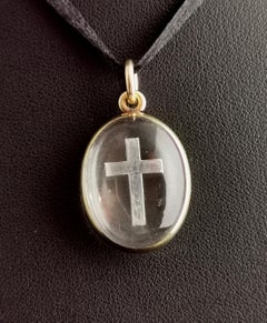 Victorian Pools of Light Locket Pendant, Cross 9k Yellow Gold