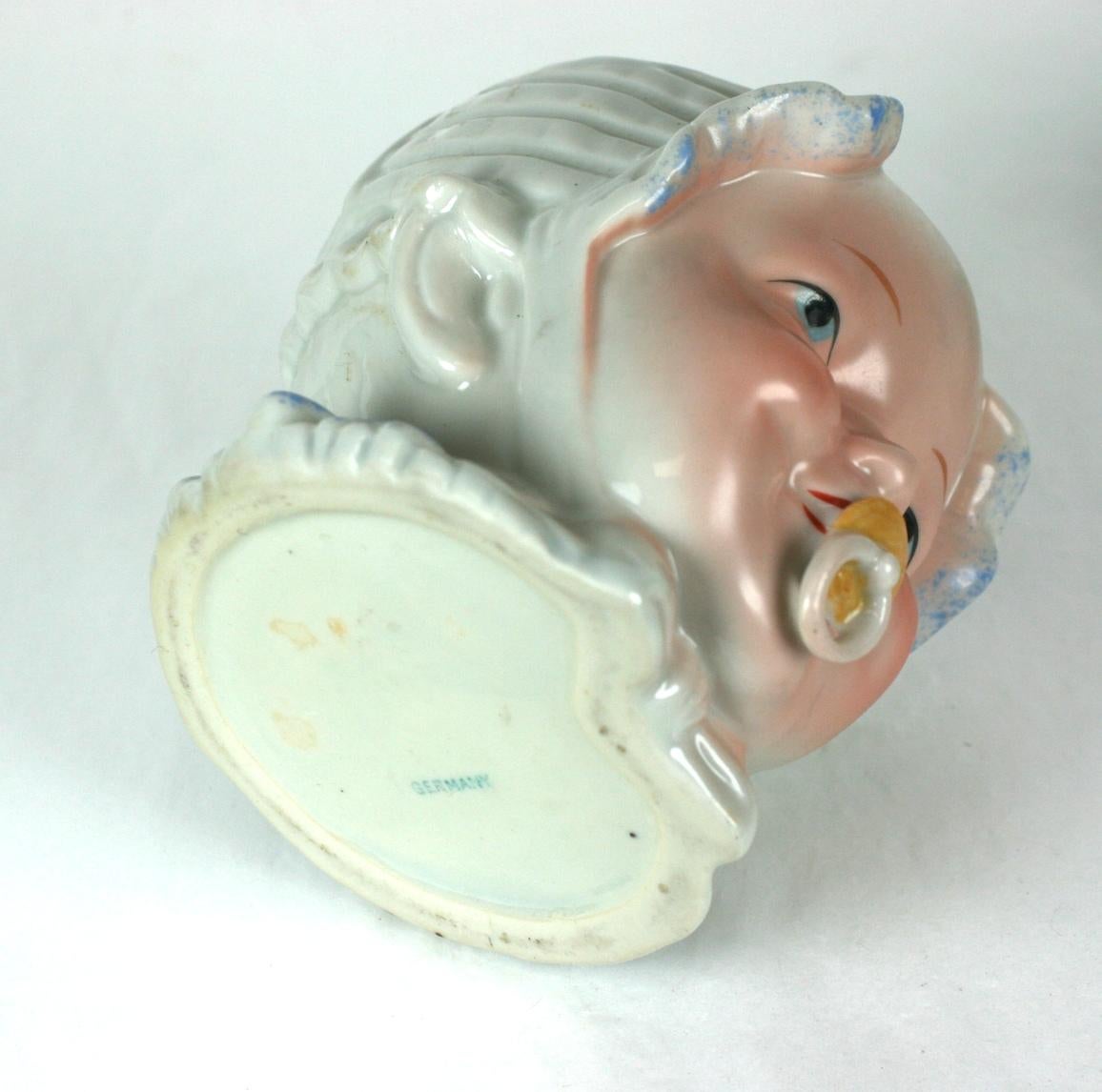 Victorian Porcelain Baby Head Jar or Humidor, Germany In Excellent Condition For Sale In New York, NY