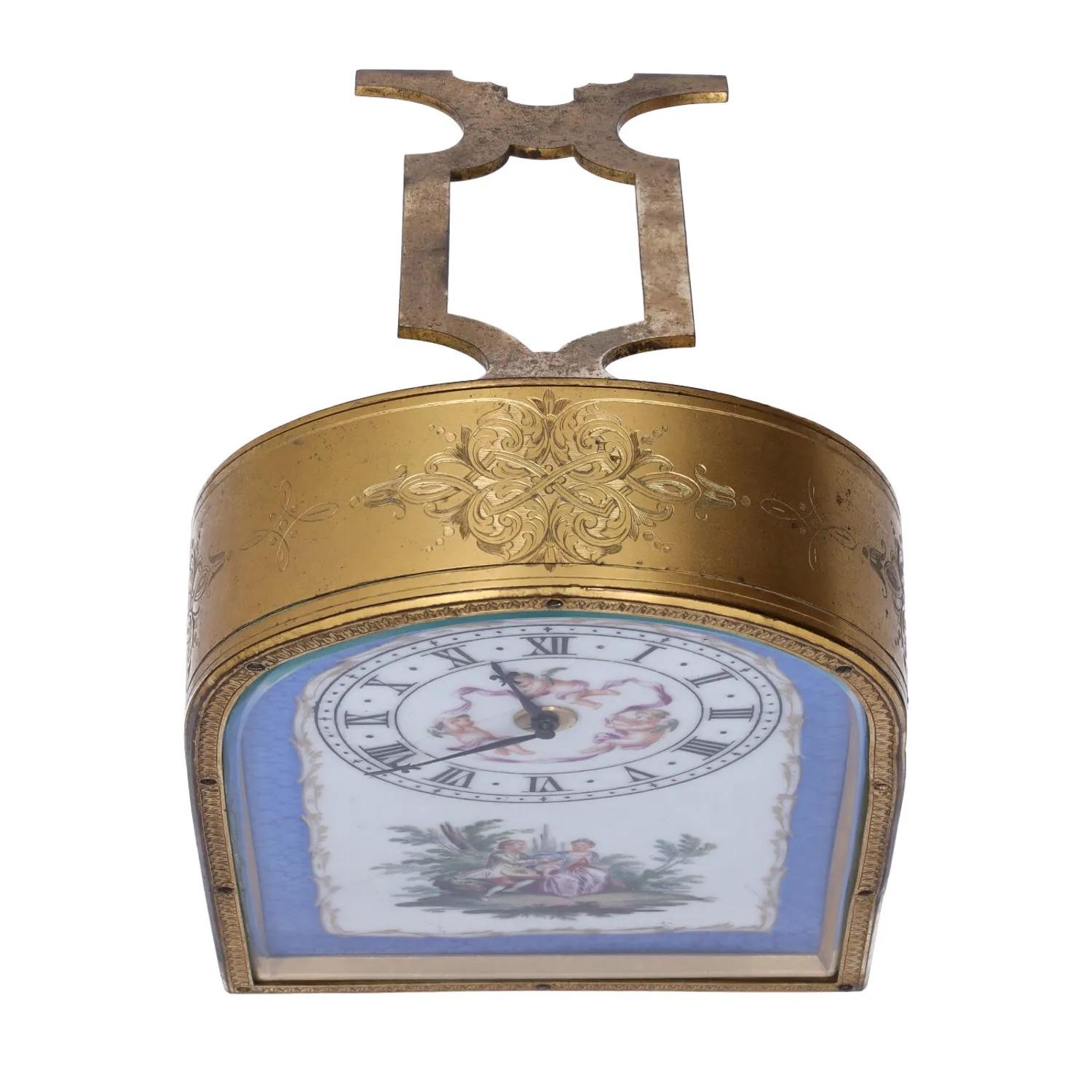 British Victorian Porcelain Dial Strut Clock