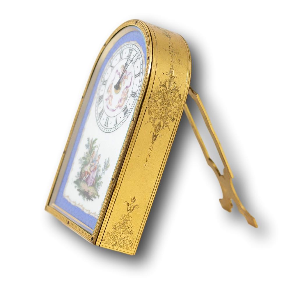 Brass Victorian Porcelain Dial Strut Clock