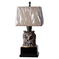 Victorian Porcelain Owl Lamp, c.1880