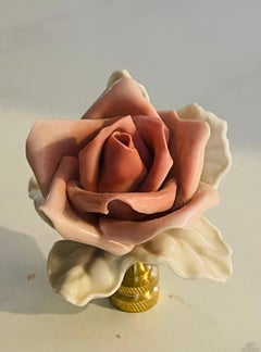 Victorian Porcelain Pink Rose Lamp Finial