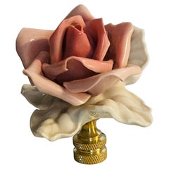 Victorian Porcelain Pink Rose Lamp Finial
