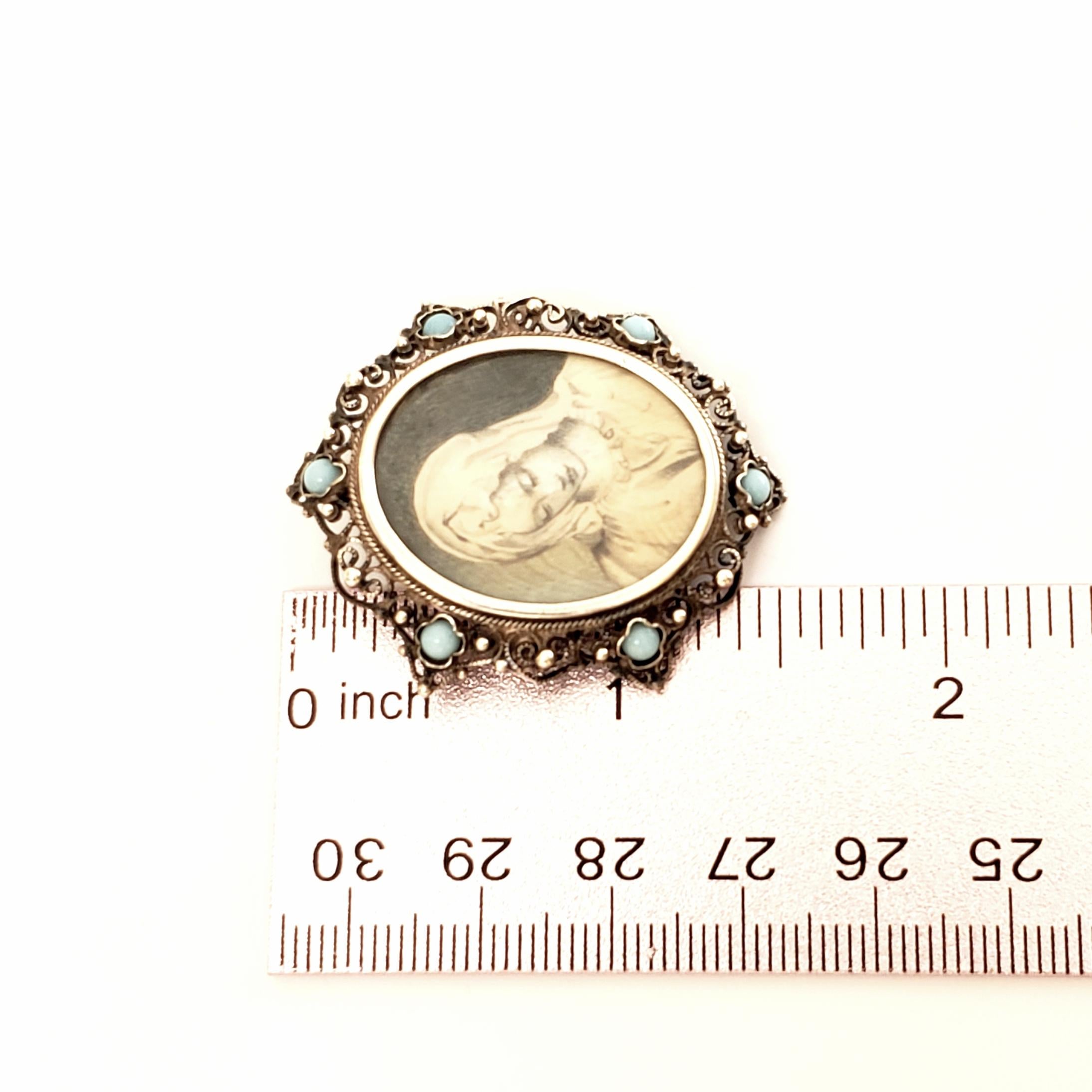 Women's Victorian Portrait 800 Silver Pin /Brooch / Pendant For Sale