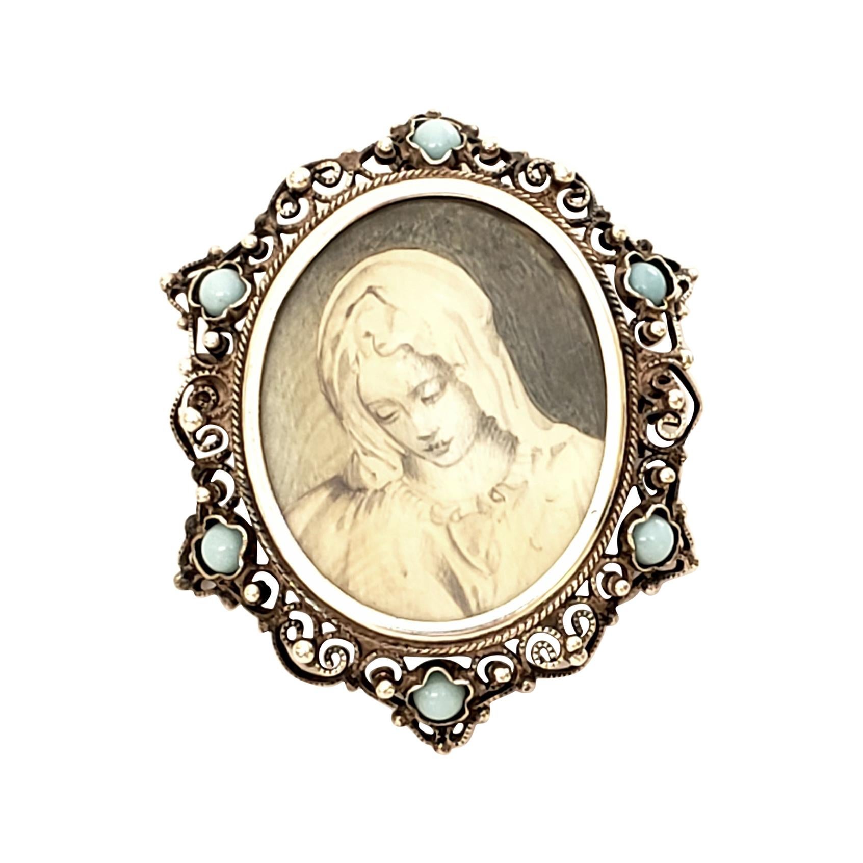 Portrait victorien 800 A Silver Broche / Pendentif