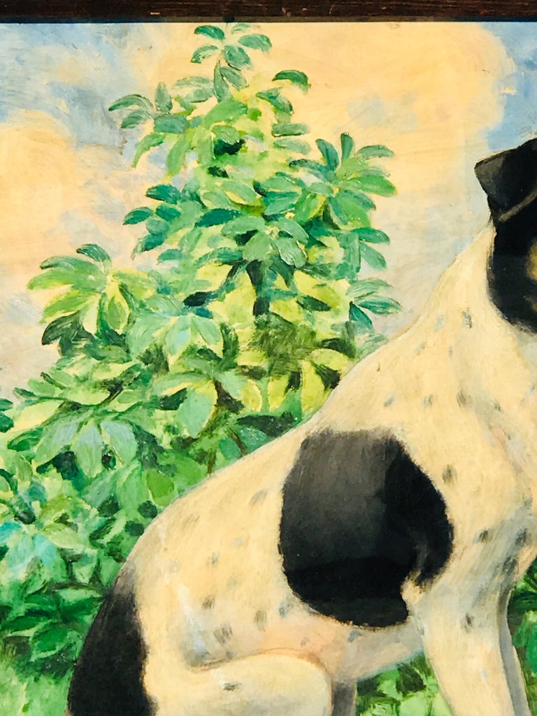 Victorian Portrait of a Seated Jack Russell in Landscape, Signed Bruns In Good Condition For Sale In West Palm Beach, FL