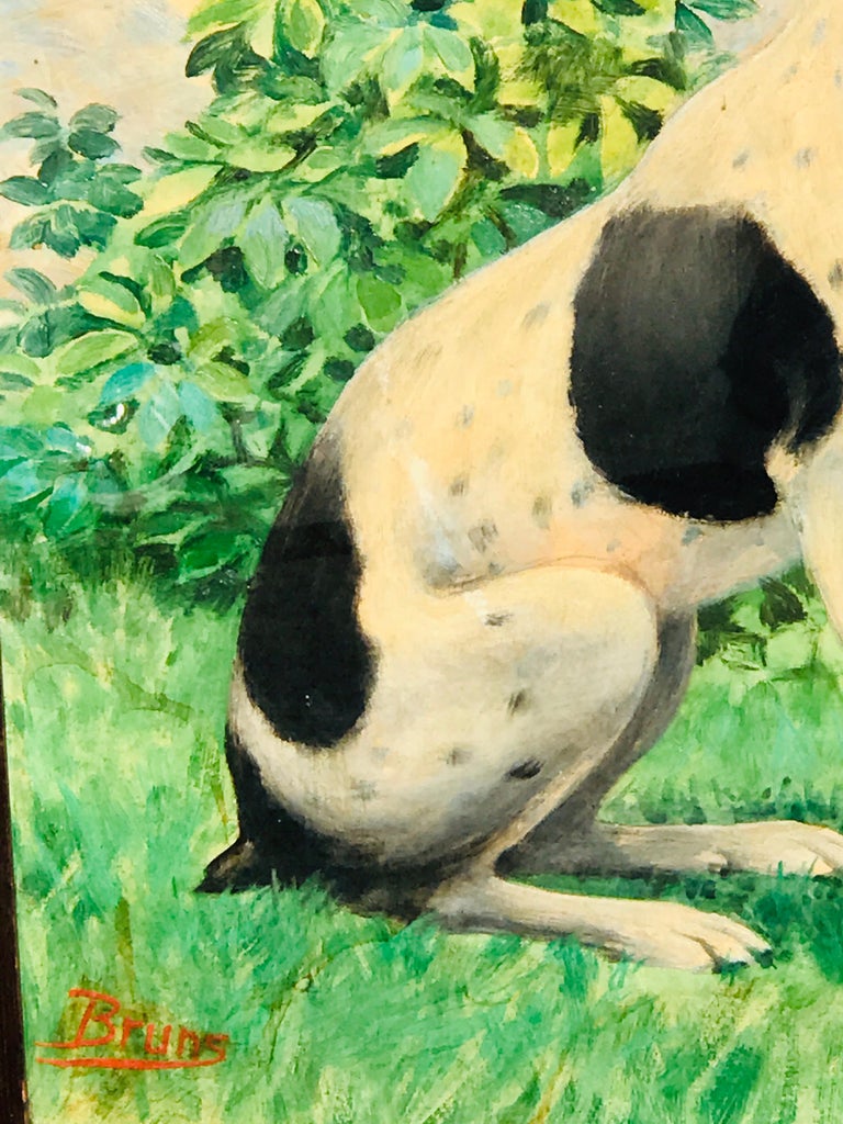 19th Century Victorian Portrait of a Seated Jack Russell in Landscape, Signed Bruns For Sale