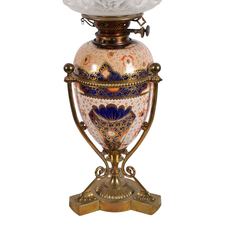 Victorian Pottery Oil Lamp For Sale at 1stDibs
