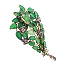 Victorian Precious Gems Silver Posy Brooch