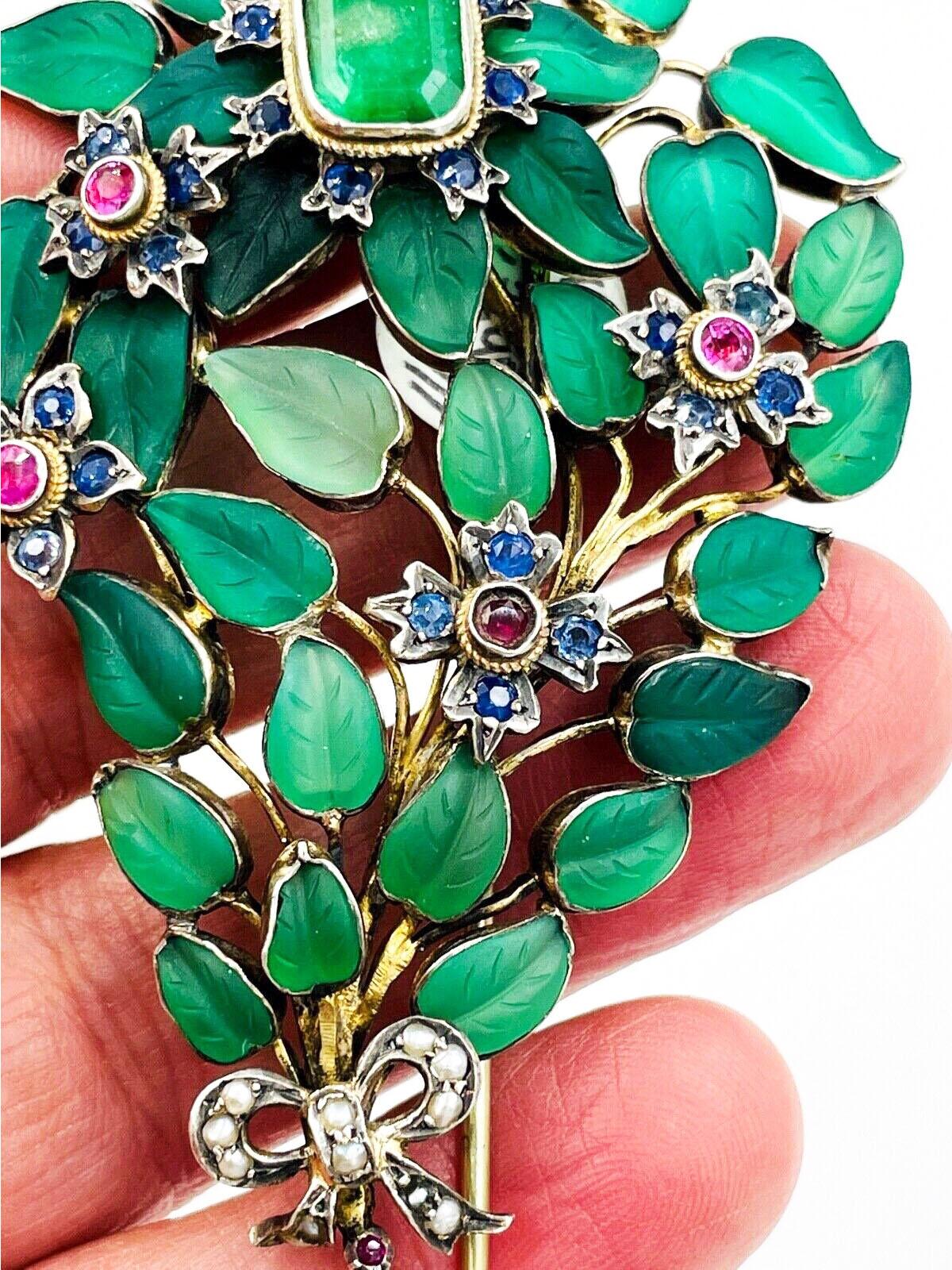 Victorian Precious Gems Silver Posy Brooch at 1stDibs