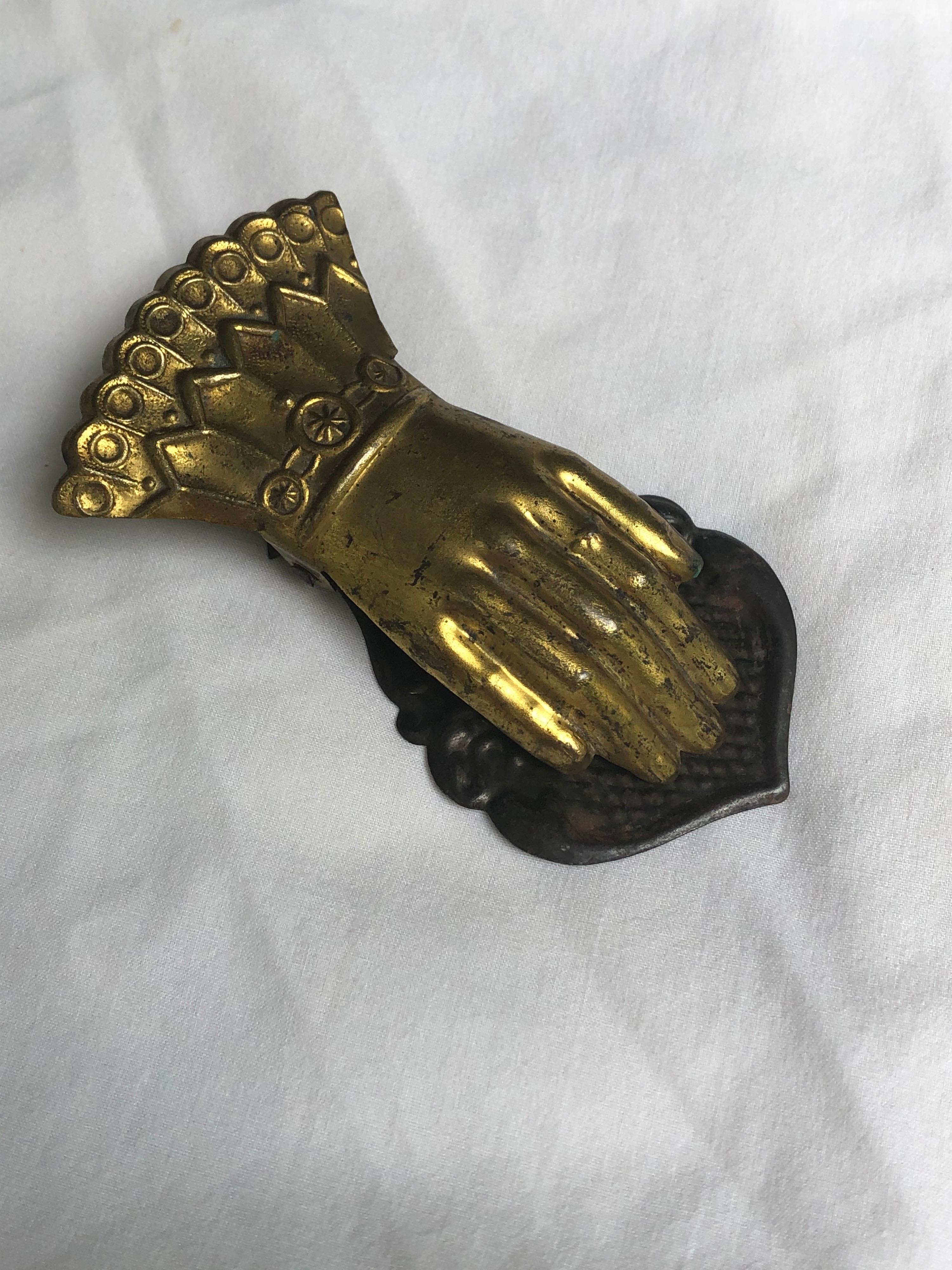 Victorian Pressed Tin Hand Shaped Paper Clip In Fair Condition In Hudson, NY