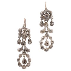 Victorian Provençal diamond drop earrings, 18 karat gold and silver