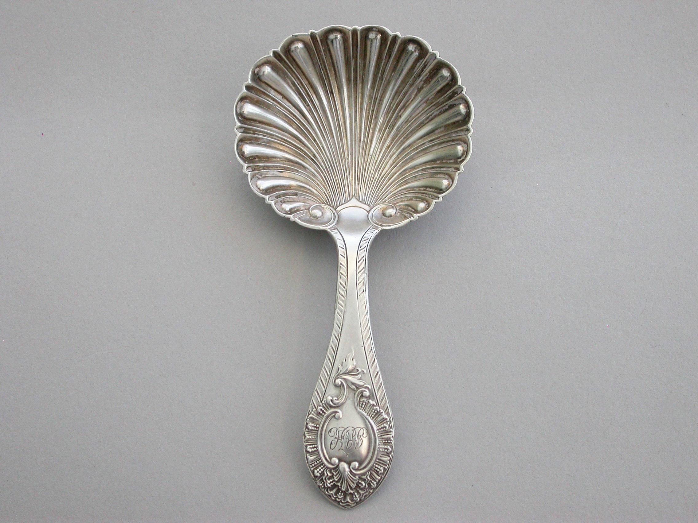 Mid-19th Century Victorian Provincial Cast Silver Caddy Spoon For Sale