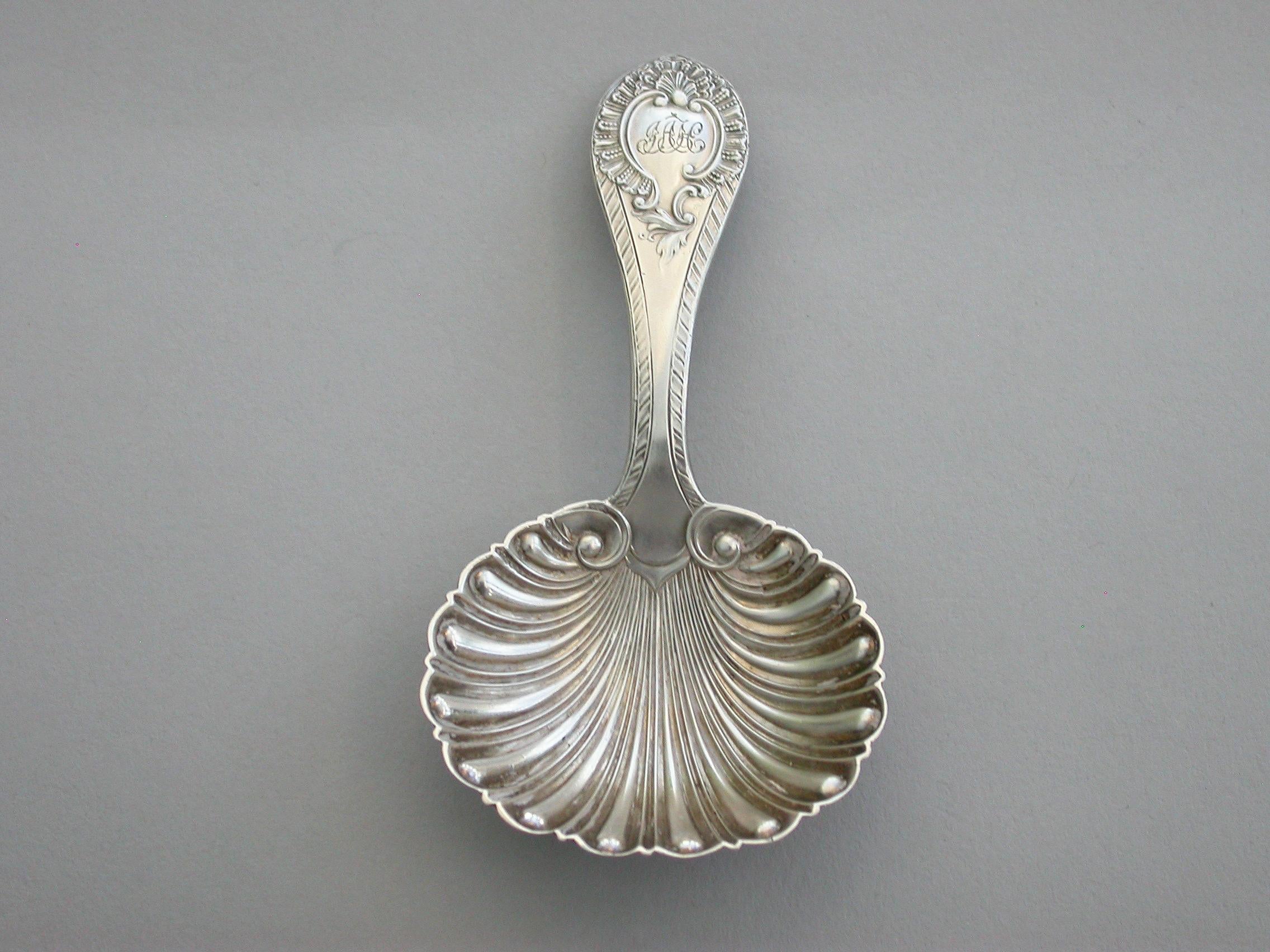 Victorian Provincial Cast Silver Caddy Spoon For Sale 1
