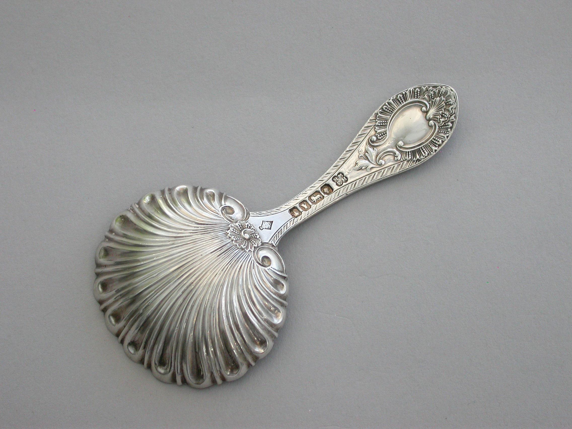 Victorian Provincial Cast Silver Caddy Spoon For Sale 2