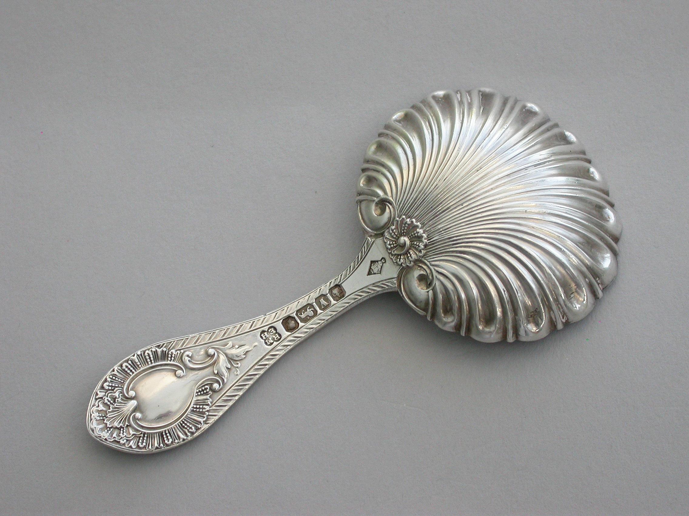 Victorian Provincial Cast Silver Caddy Spoon For Sale 3
