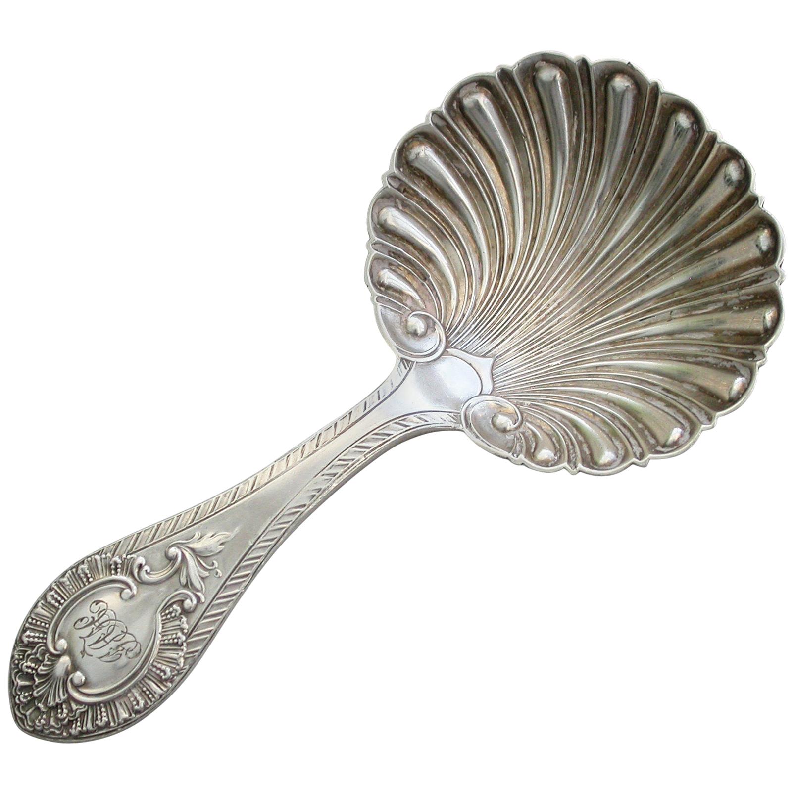 Victorian Provincial Cast Silver Caddy Spoon For Sale