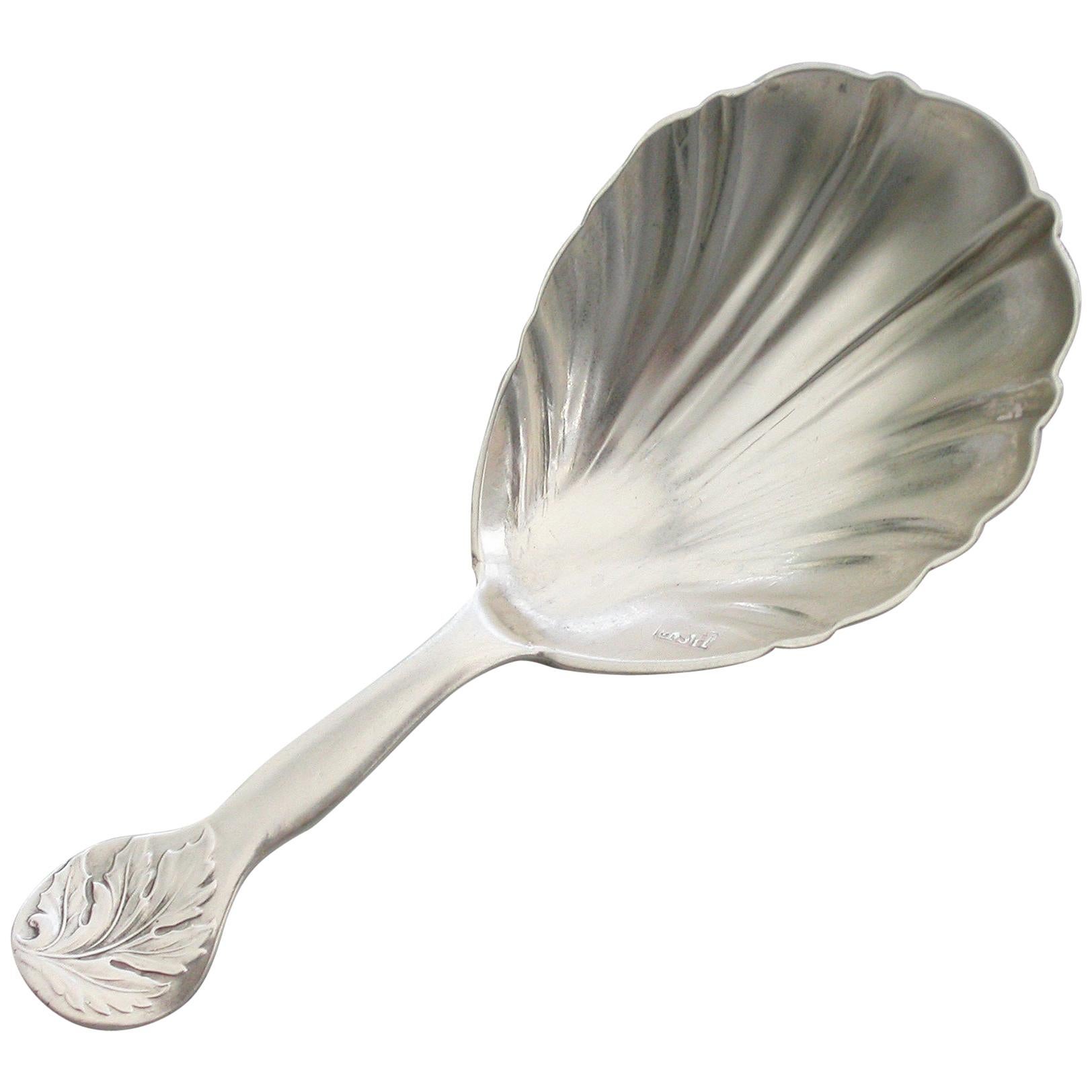 Victorian Provincial Silver "Ellis Leaf" Caddy Spoon by Henry Samuel Ellis 1853 For Sale