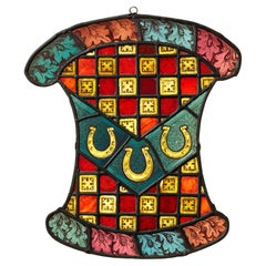 Victorian Pseudo Armorial Stained Glass Window Hanging