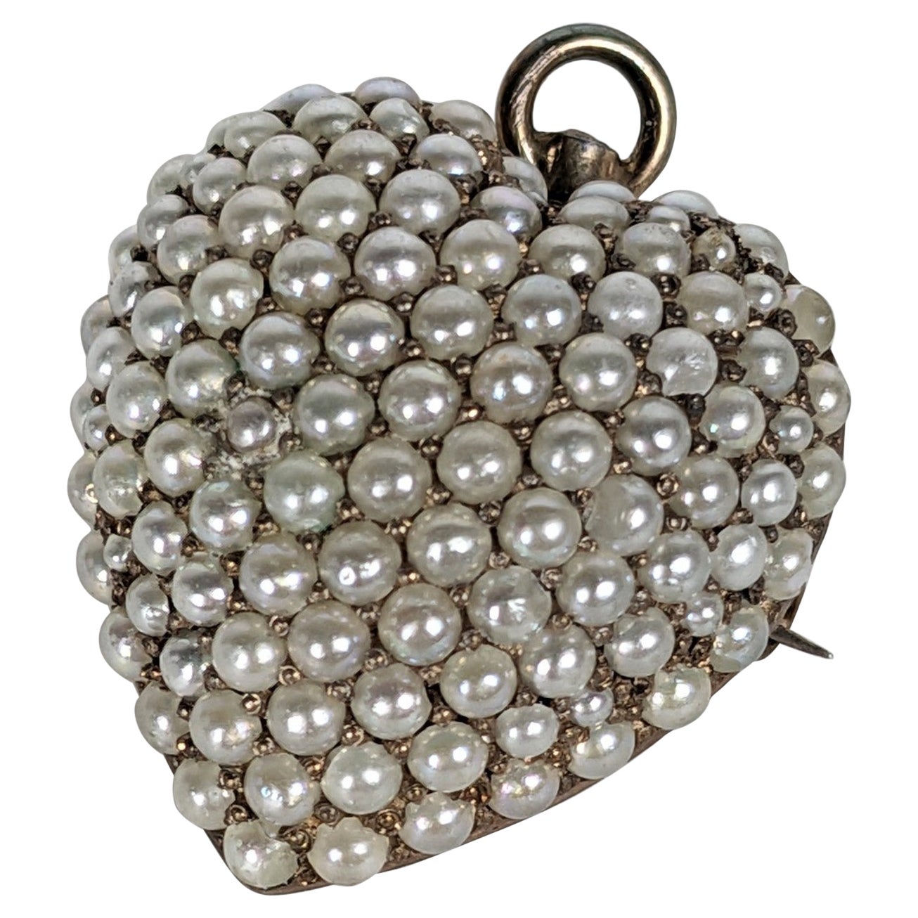 Broche-colgante victoriano de perlas de collar hinchadas
