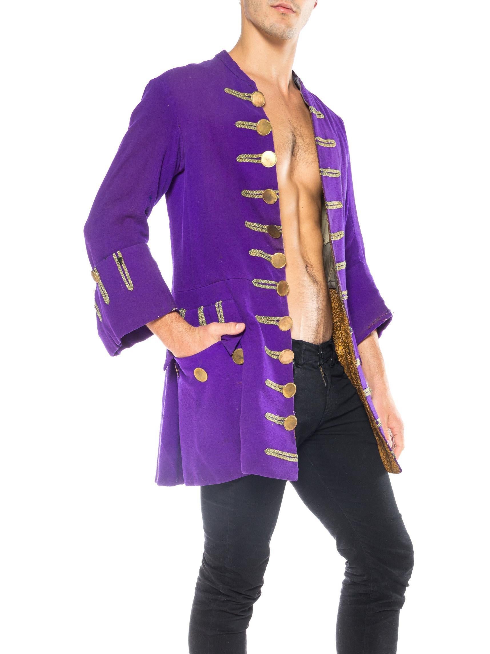 Coat is signed by a few actors on the lining as this piece was originally designed for the theatre. Victorian Purple Wool Men's Frock Coat With Authentic 18Th Century Buttons 