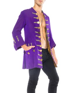 Victorian Purple Wool Men's Frock Coat With Authentic 18Th Century Buttons