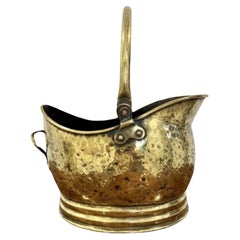 Used Victorian Quality Brass Helmet Coal Scuttle